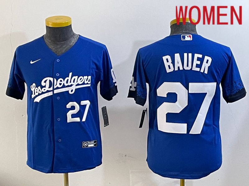 Women Los Angeles Dodgers #27 Bauer Blue City Edition Nike 2024 MLB Jersey style 11202